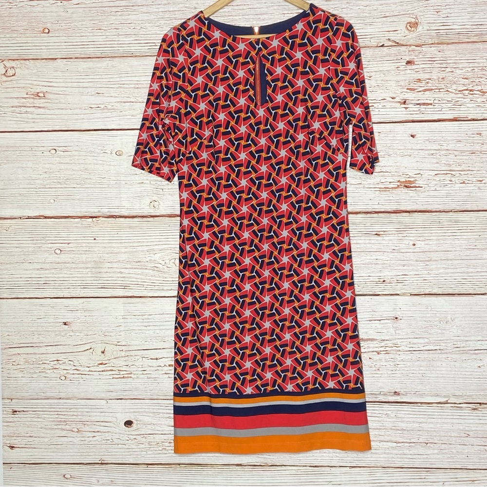 Taylor Geometric Floral Print Short Sleeve Shift Dress Sz 8 - Picture 2 of 12